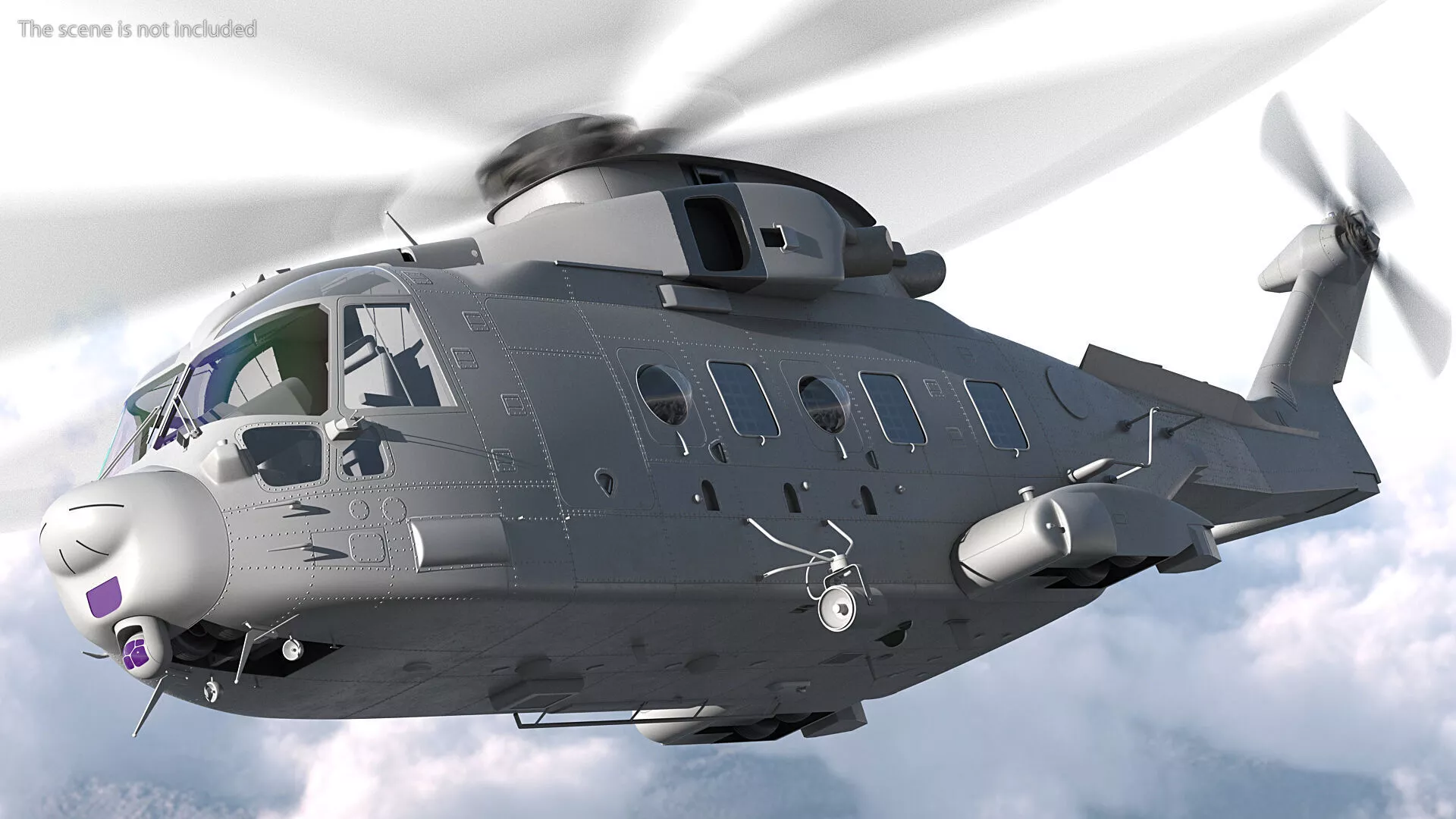 Multipurpose Medium Transport Helicopter Cinema 4D Rigged 3D model