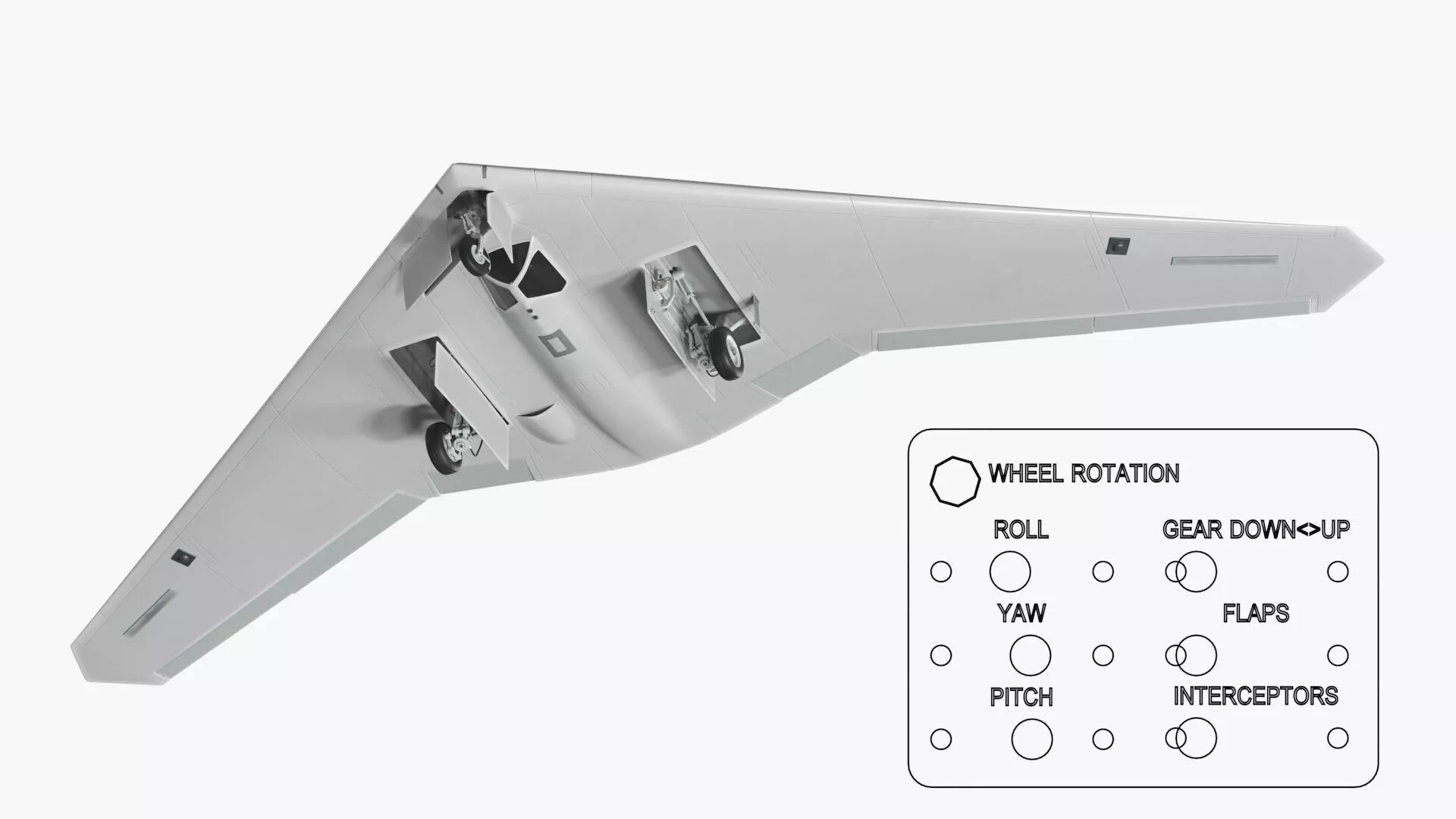 Stealth Recon UAV Flying Wing White Rigged 3D model