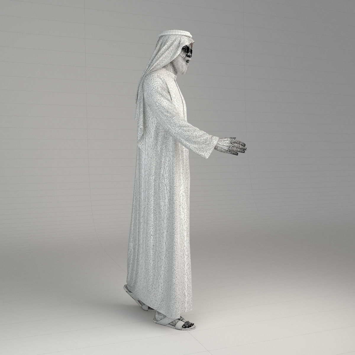 Traditional arab man from dubai posed handshake 3D model_5