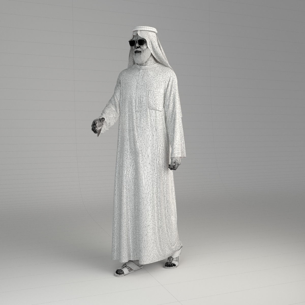 Traditional arab man from dubai posed handshake 3D model_7