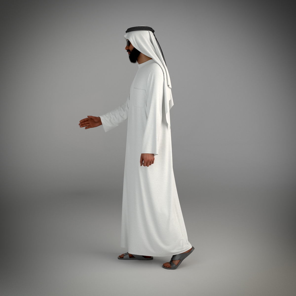 Traditional arab man from dubai posed handshake 3D model_1
