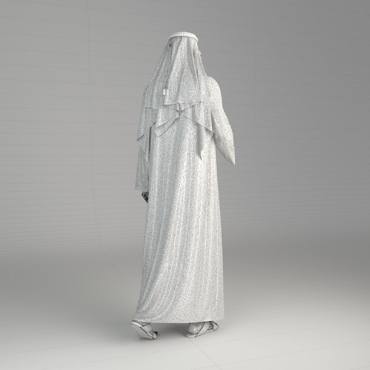 Traditional arab man from dubai posed handshake 3D model_4