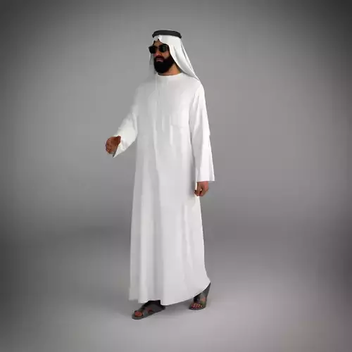 Traditional arab man from dubai posed handshake
