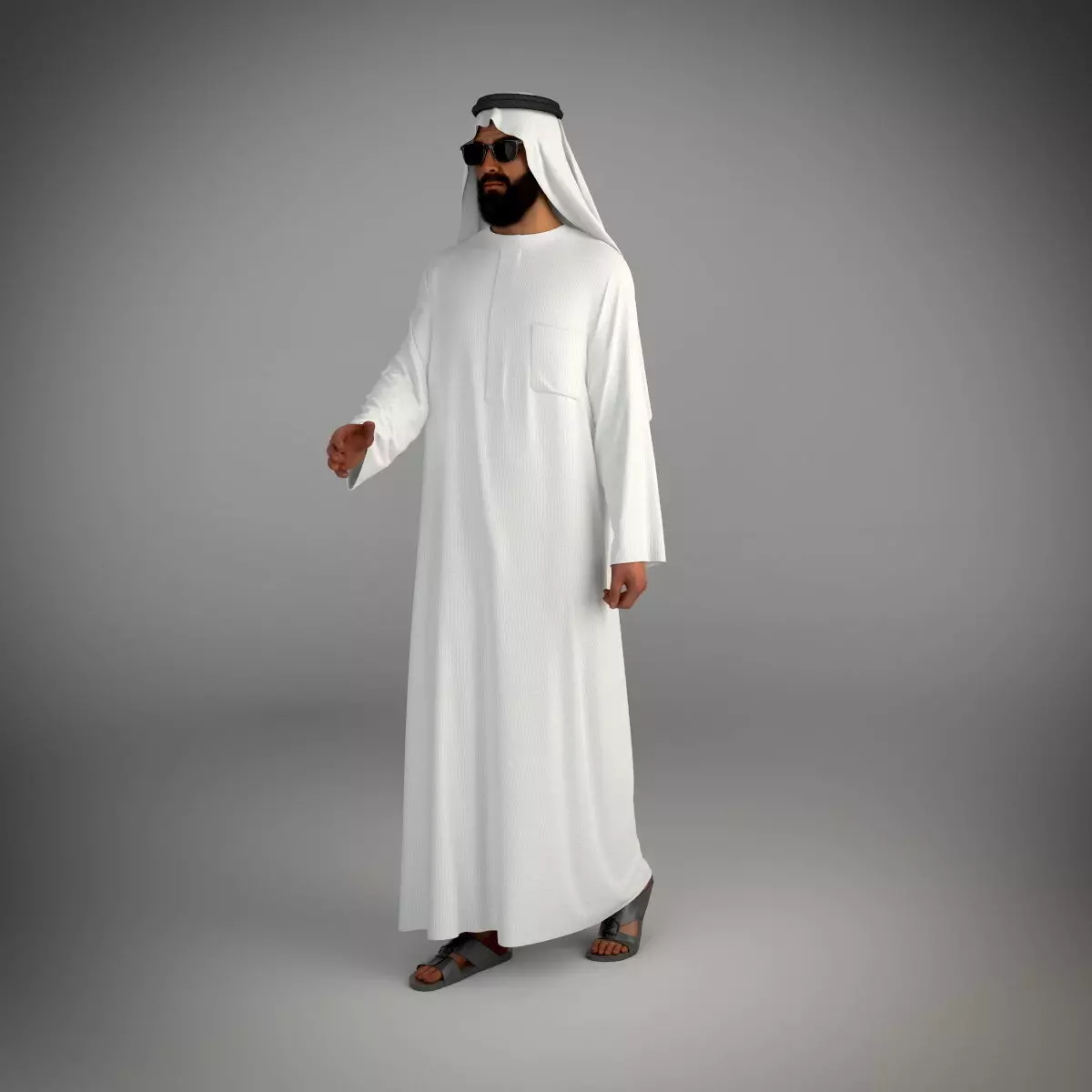 Traditional arab man from dubai posed handshake 3D model_0
