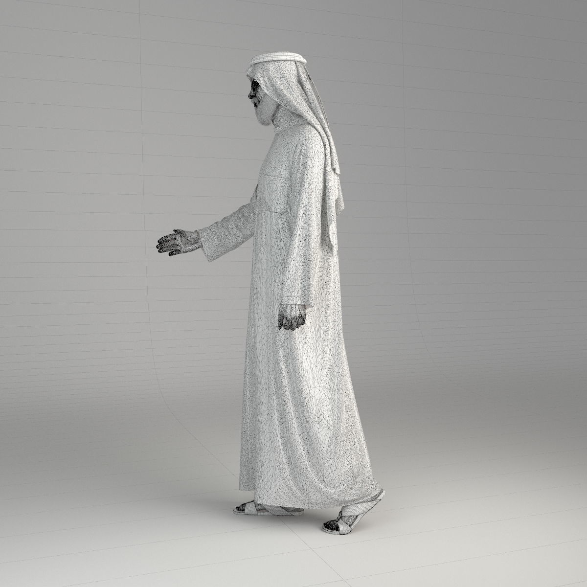 Traditional arab man from dubai posed handshake 3D model_6