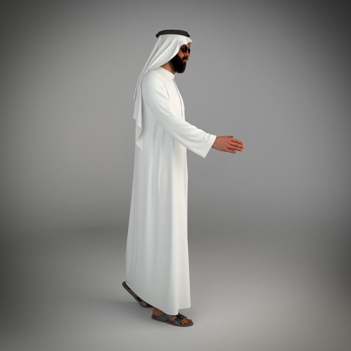 Traditional arab man from dubai posed handshake 3D model_2