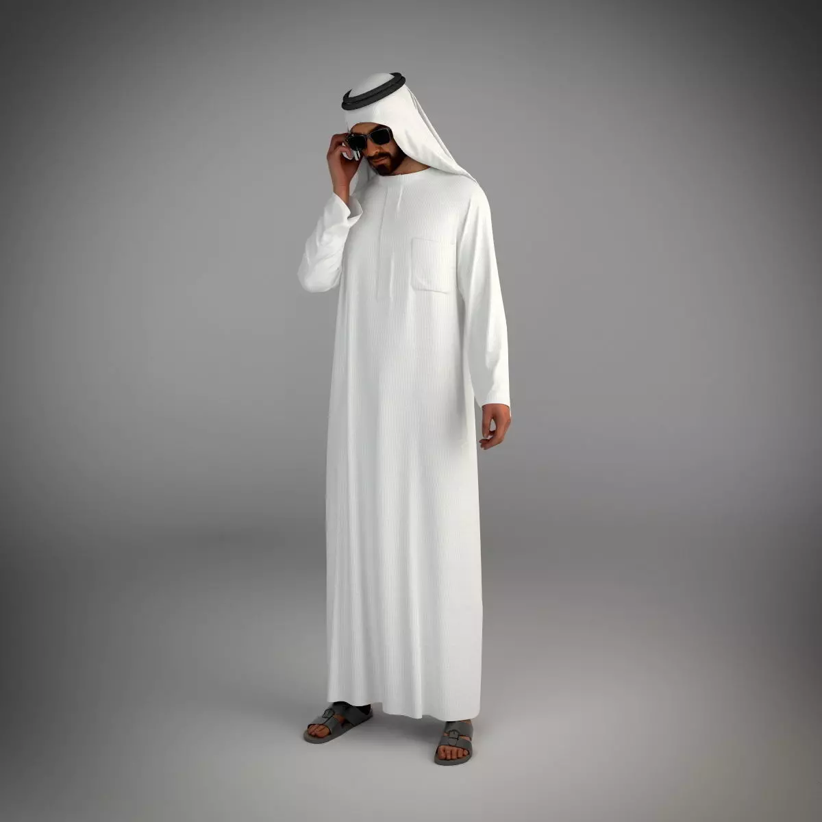 Traditional arab man from dubai posed talking on the phone 3D model
