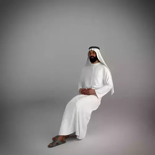 Traditional arab man from dubai posed sitting 3D model