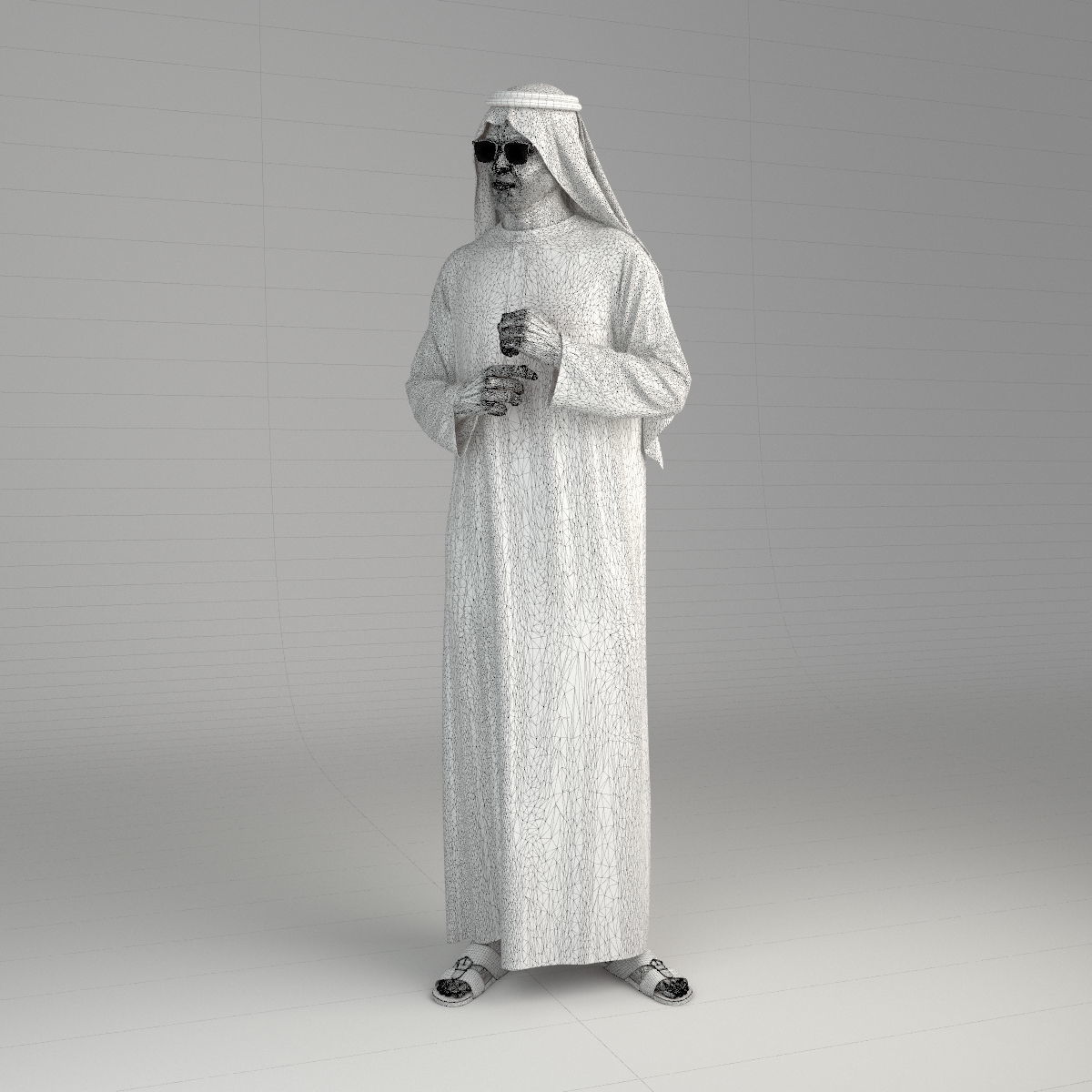 Traditional arab man from dubai posed standing 3D model_4