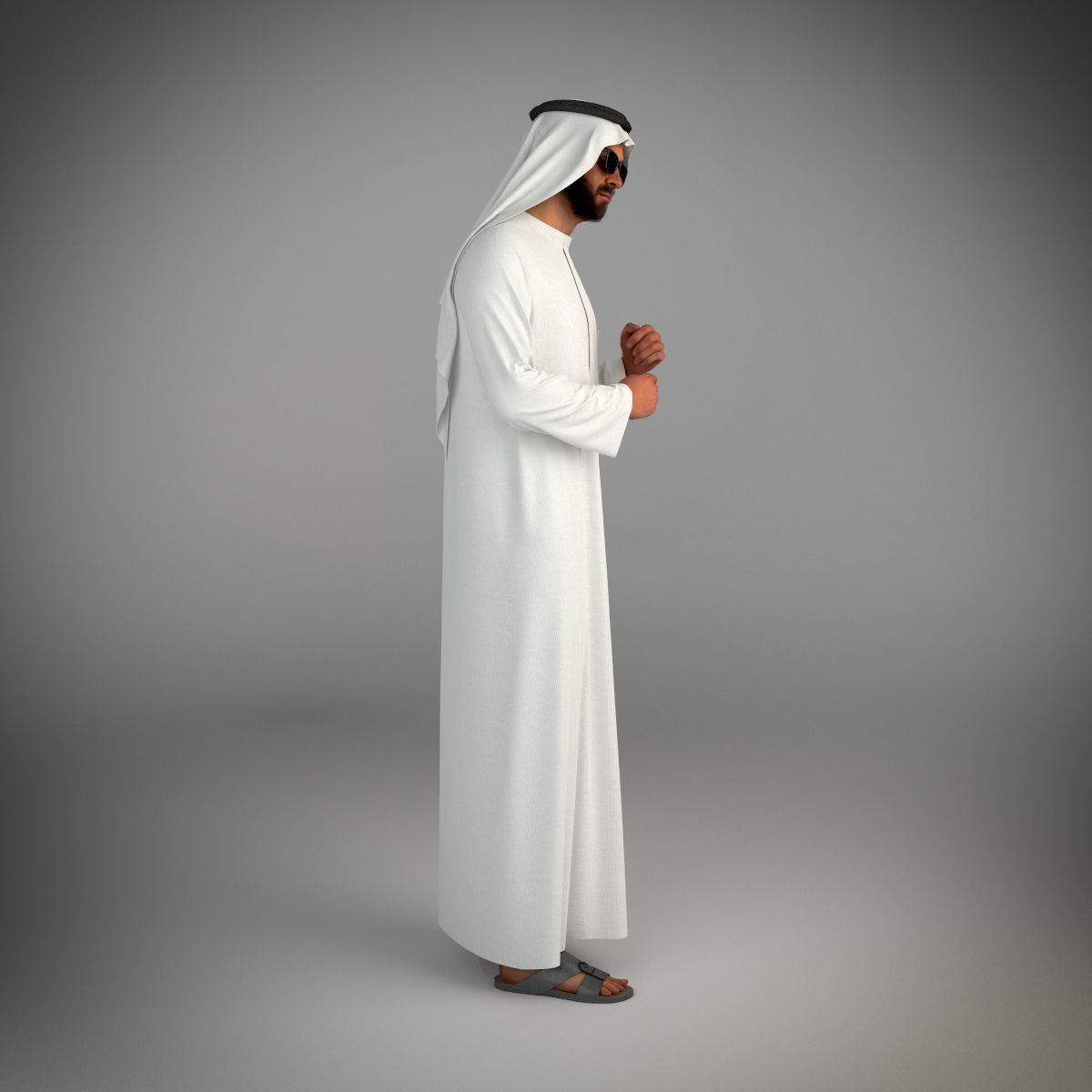 Traditional arab man from dubai posed standing 3D model_3