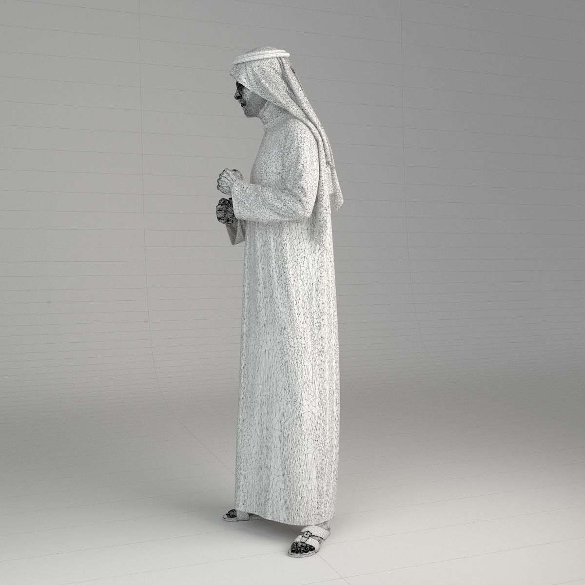 Traditional arab man from dubai posed standing 3D model_5