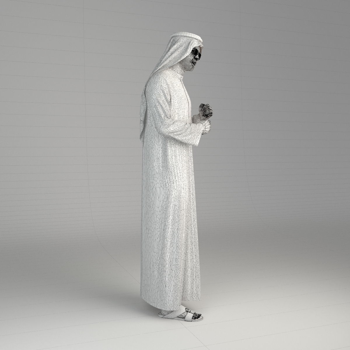 Traditional arab man from dubai posed standing 3D model_7