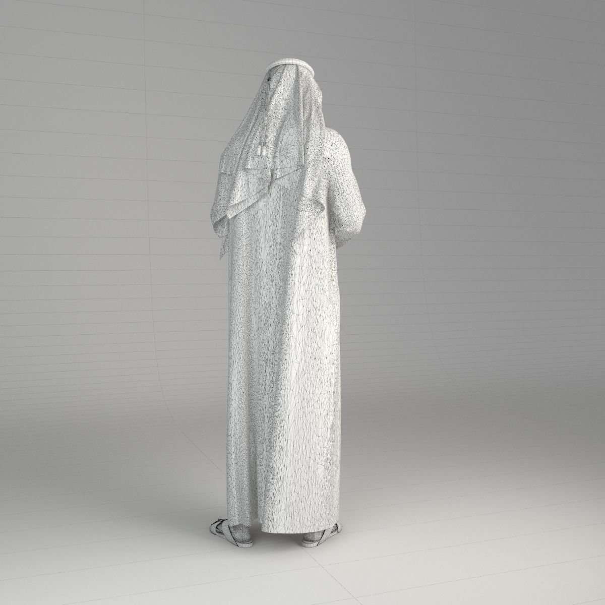 Traditional arab man from dubai posed standing 3D model_6