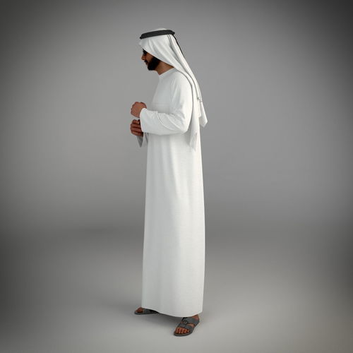 Traditional arab man from dubai posed standing 3D model