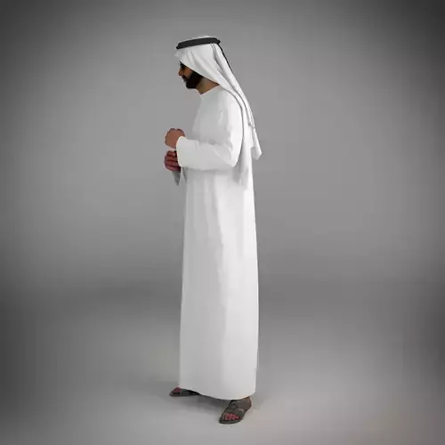 Traditional arab man from dubai posed standing 3D model