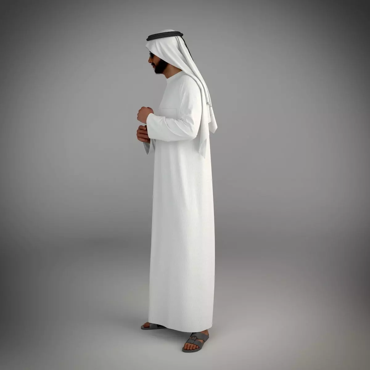 Traditional arab man from dubai posed standing 3D model_0
