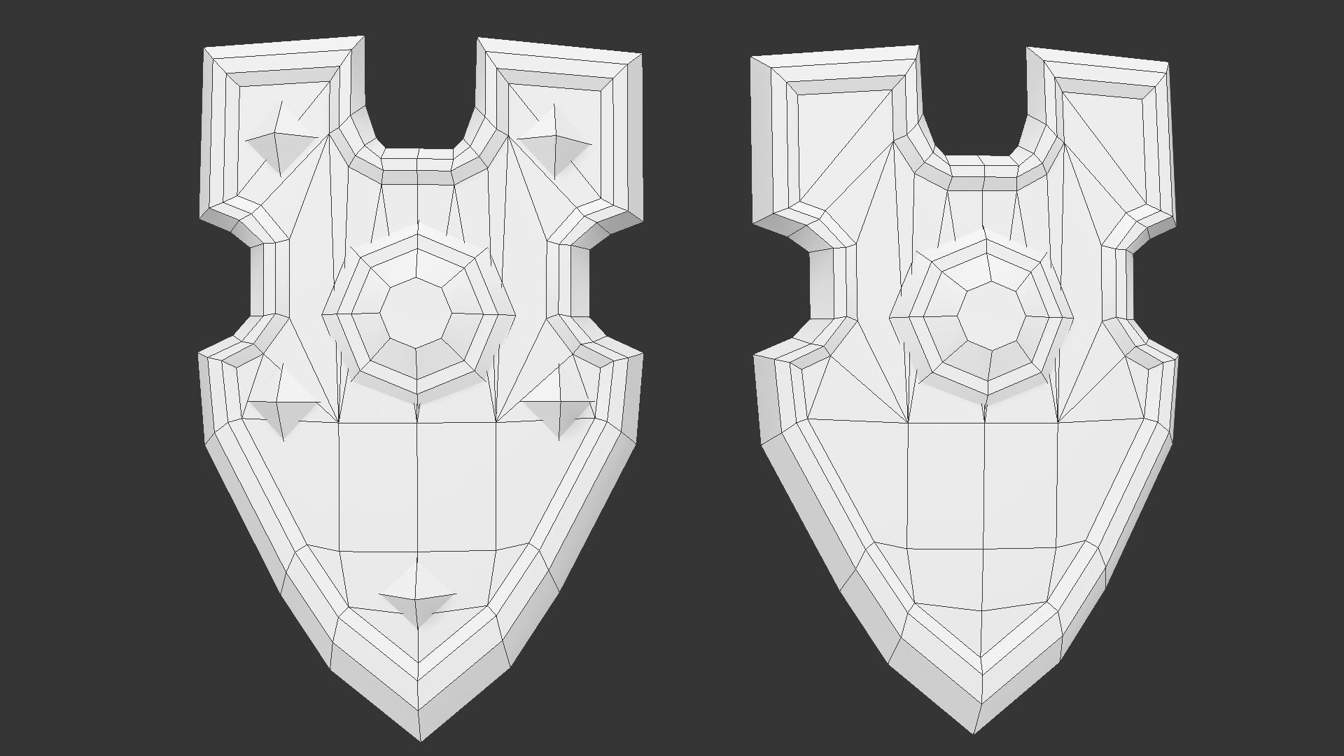 Shield two wooden shields Low-poly 3D model_2