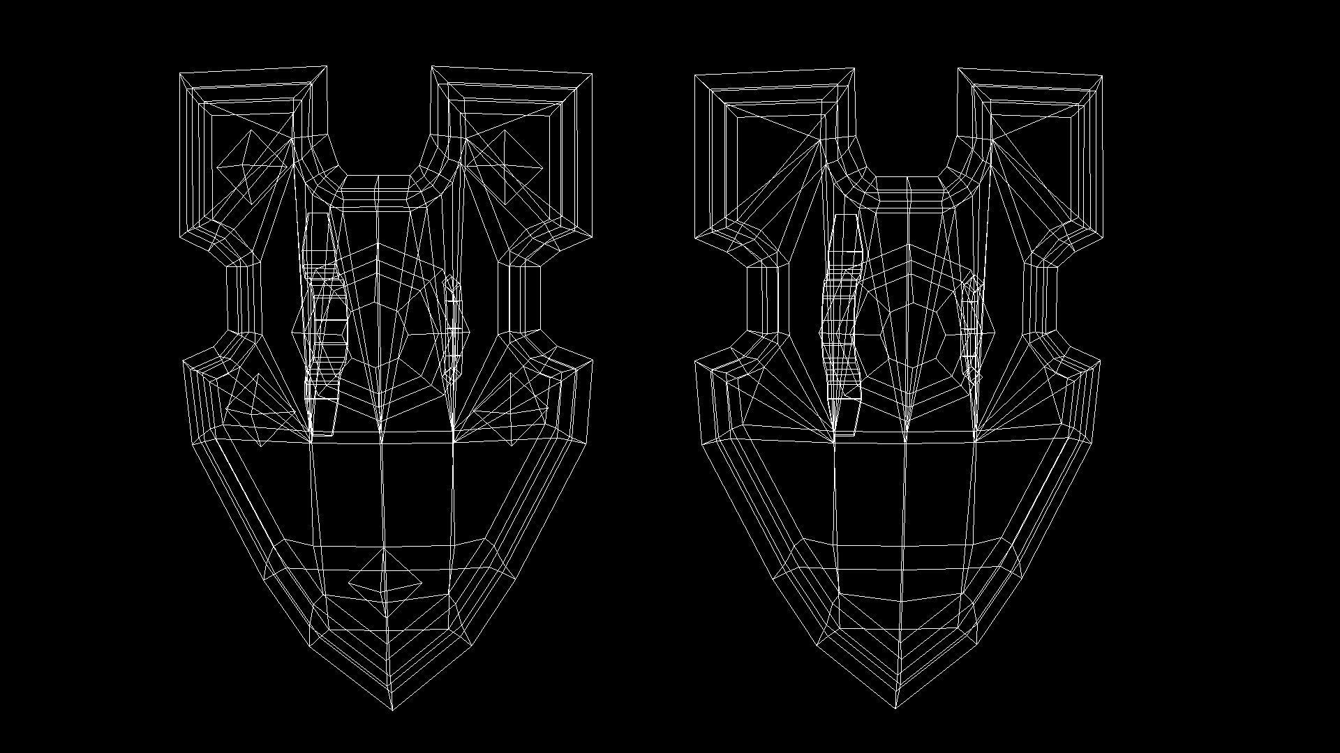 Shield two wooden shields Low-poly 3D model_5