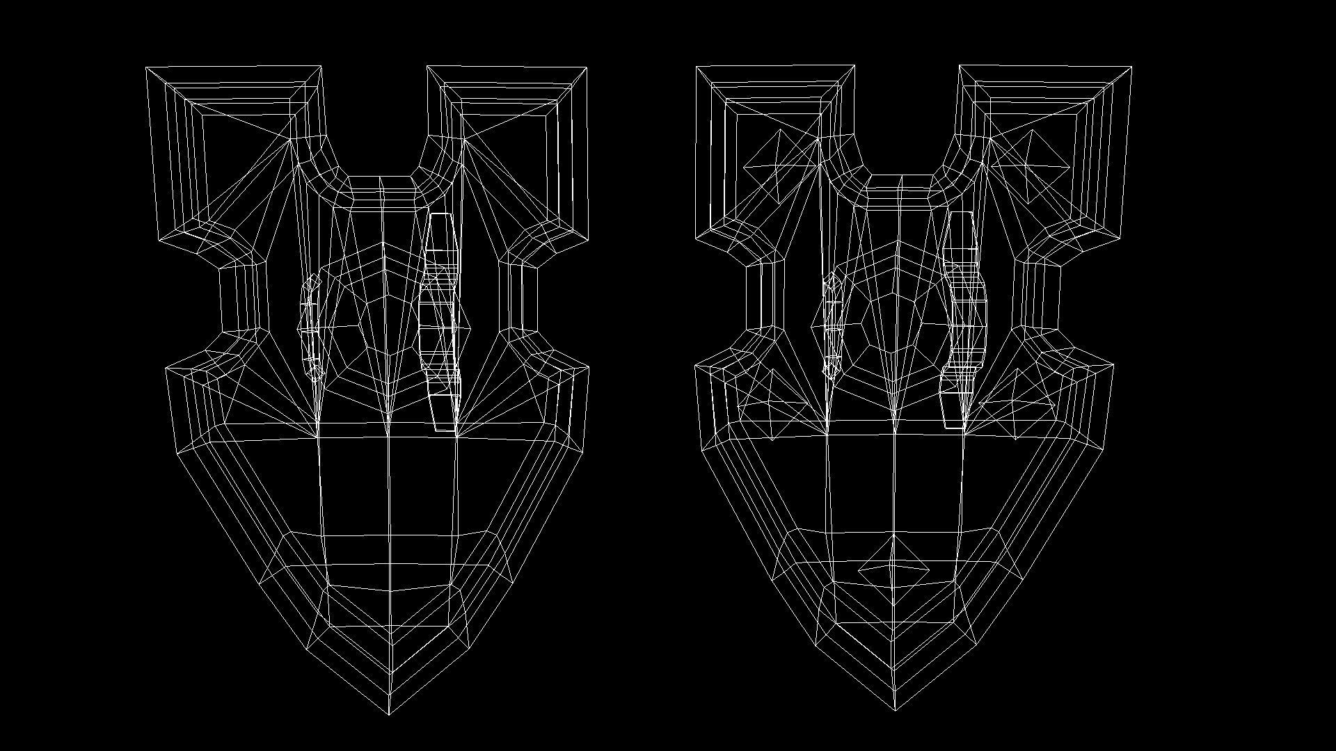 Shield two wooden shields Low-poly 3D model_4