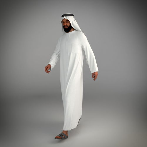 Traditional arab man from dubai posed walking 3D model