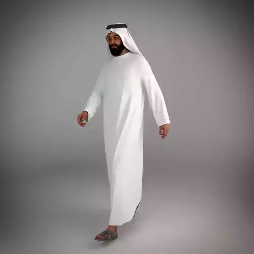 Traditional arab man from dubai posed walking 3D model