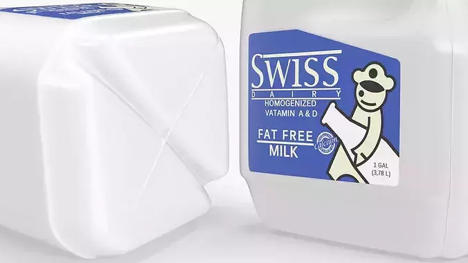 Swiss Dairy Fat Free Milk 1 Gallon Jug White 3D model 6