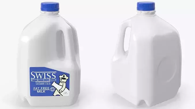 Swiss Dairy Fat Free Milk 1 Gallon Jug White 3D model 3