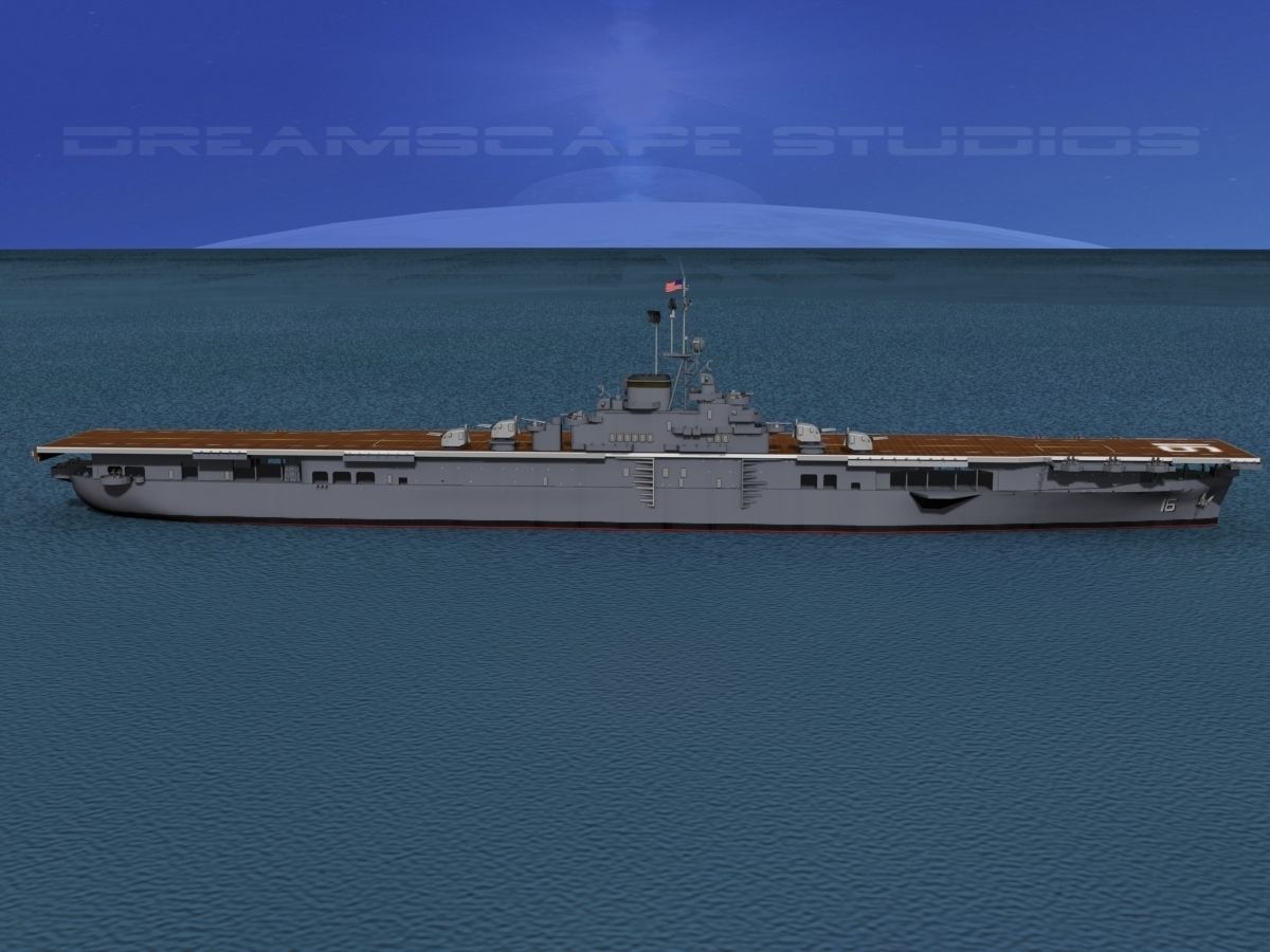 Essex Class Aircraft Carrier CV-16 USS Lexington 3D model_8