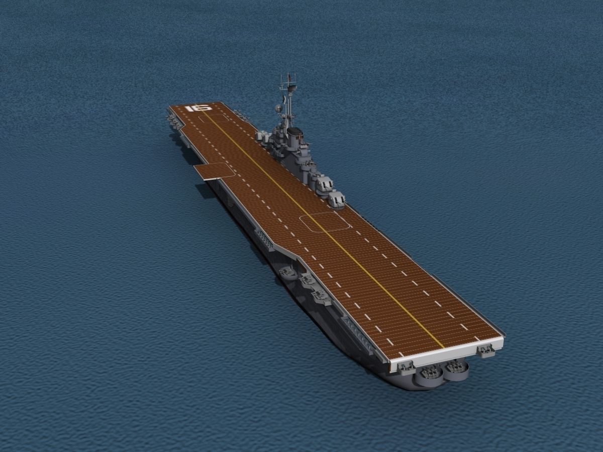 Essex Class Aircraft Carrier CV-16 USS Lexington 3D model_11