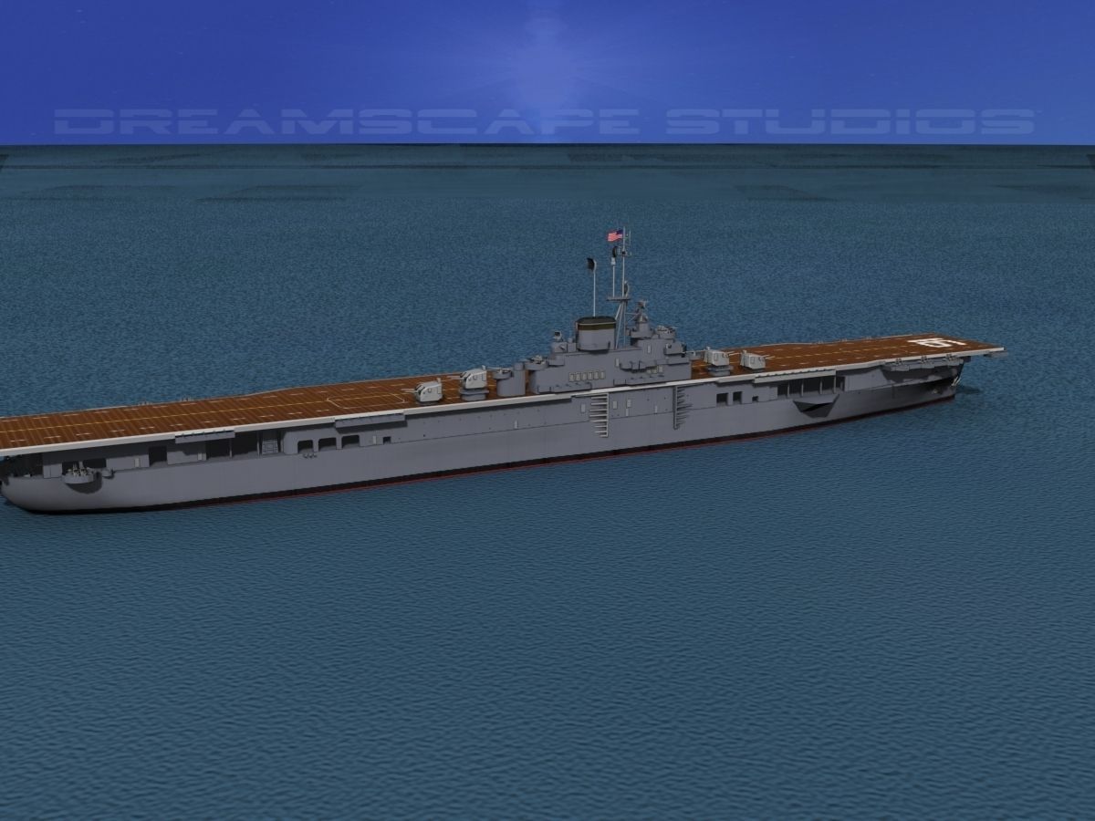 Essex Class Aircraft Carrier CV-16 USS Lexington 3D model_9