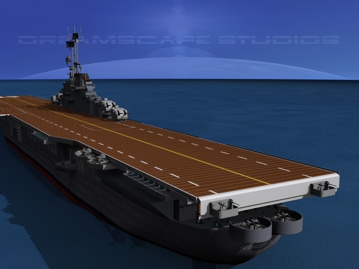Essex Class Aircraft Carrier CV-16 USS Lexington 3D model_6