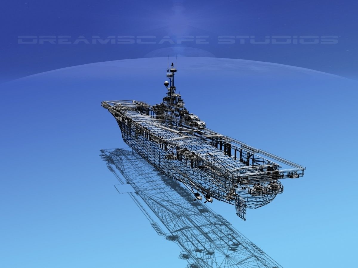 Essex Class Aircraft Carrier CV-16 USS Lexington 3D model_16