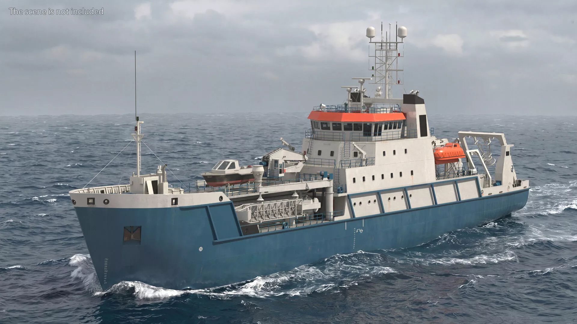Marine Cleanup Ship with Crane System 3D model
