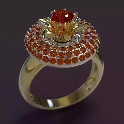 Ring gold with orange sapphires