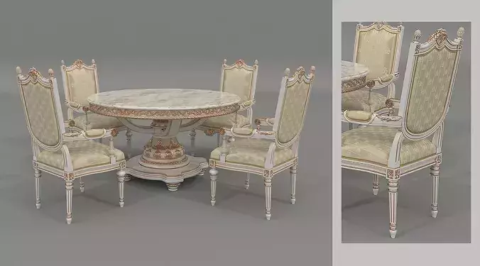 Versailles Classic European Dining Set 4 3D model