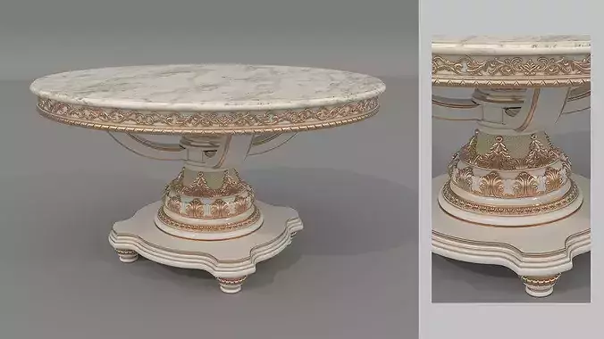 Versailles Classic European Dining Set 4 3D model 6