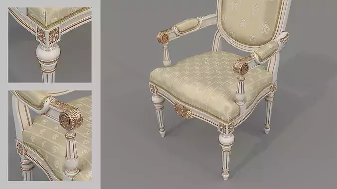 Versailles Classic European Dining Set 4 3D model 7