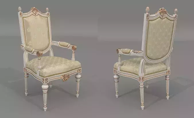 Versailles Classic European Dining Set 4 3D model 5
