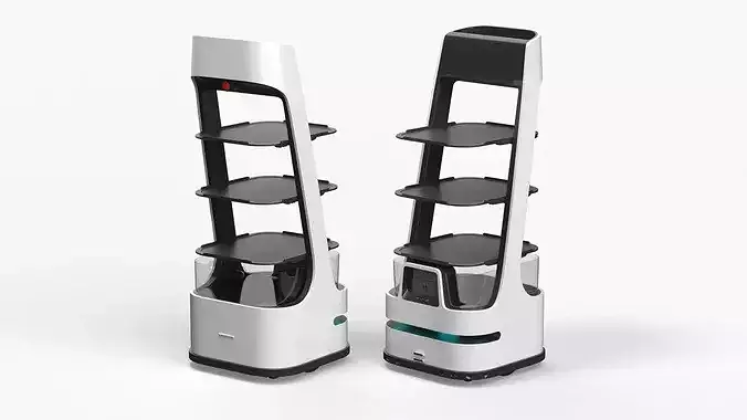 Automated Waiter Robot With Meals and Beverages 3D model 7