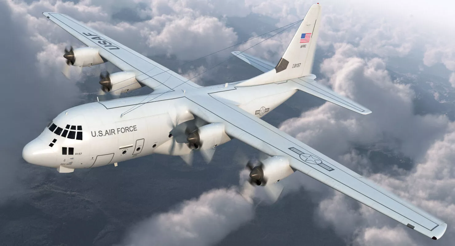Lockheed C 130 Hercules US Military Transport Plane Rigged 3D model