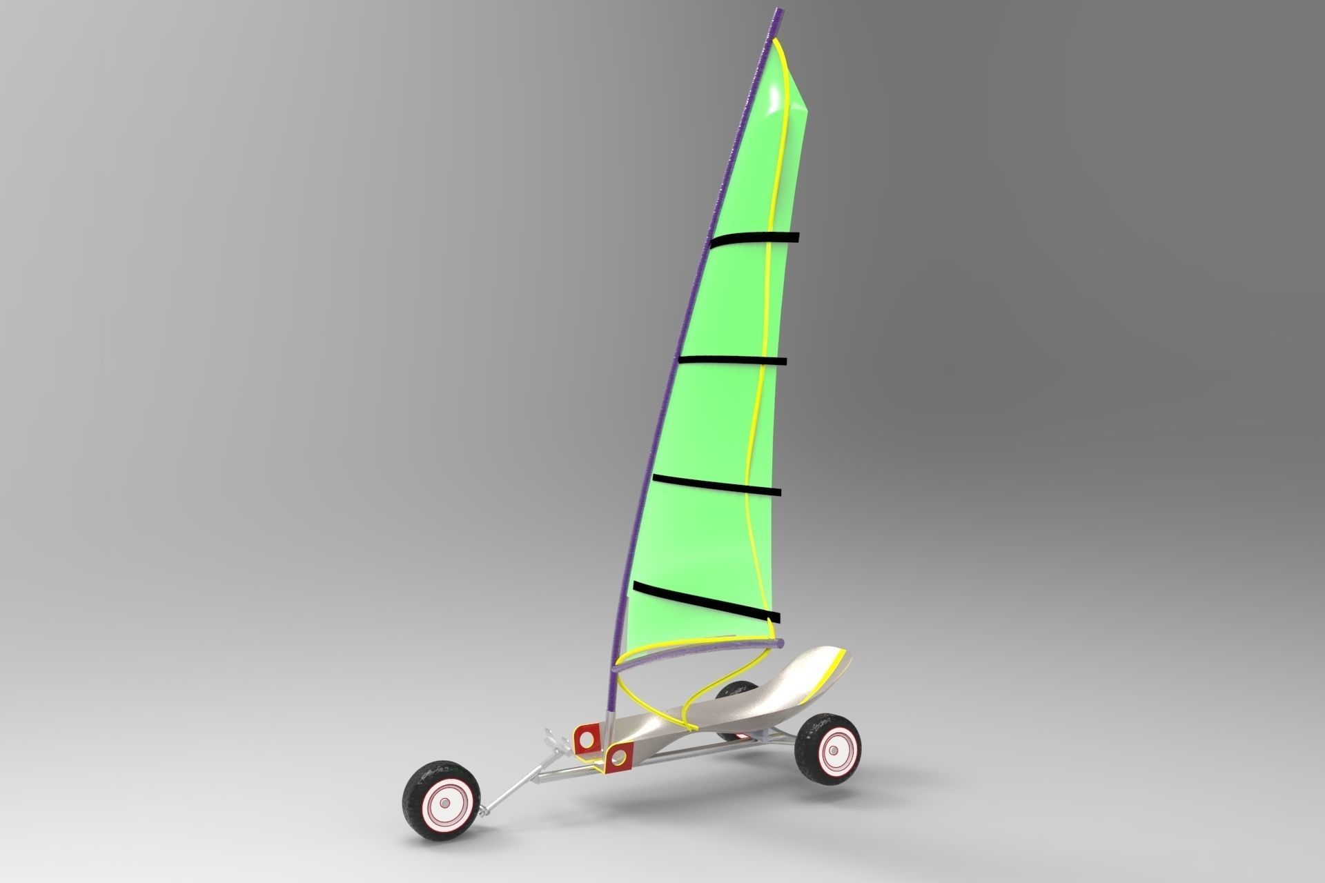 Sand yacht Low-poly 3D model_6