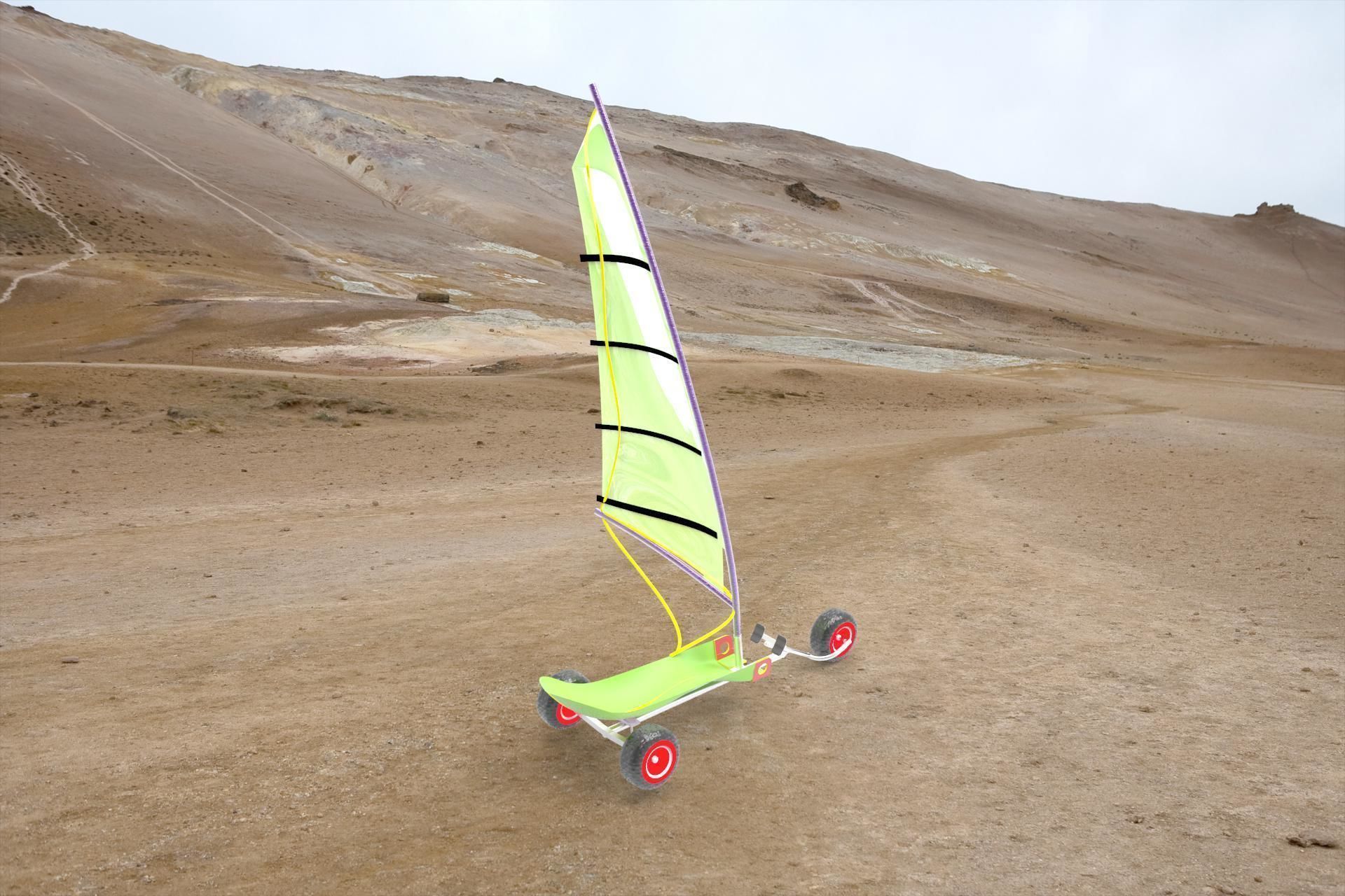 Sand yacht Low-poly 3D model_8