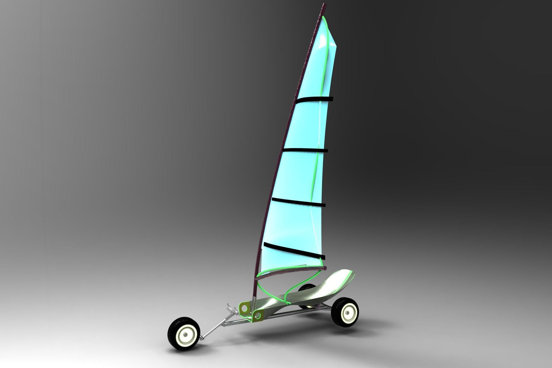 Sand yacht Low-poly 3D model_2