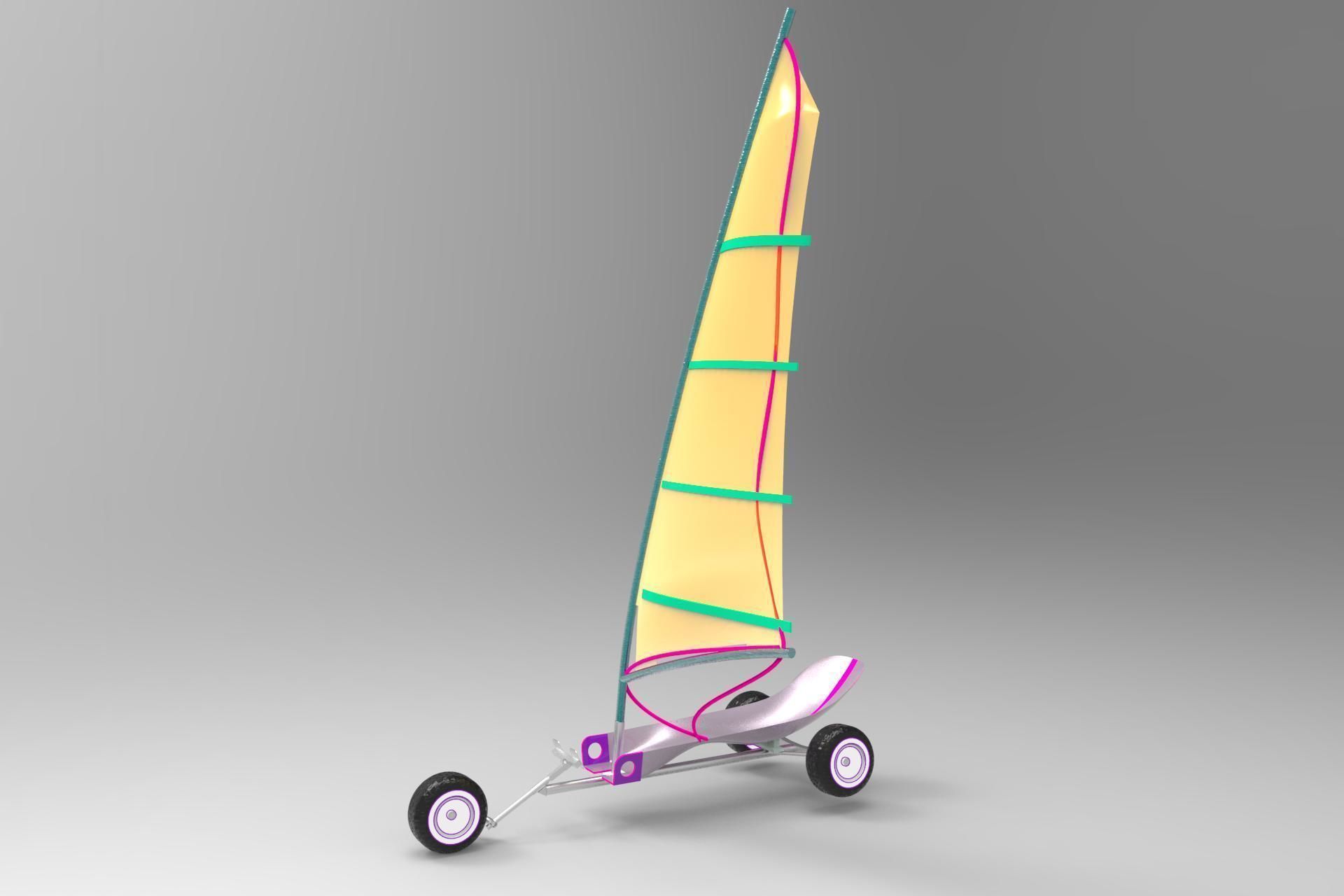 Sand yacht Low-poly 3D model_1