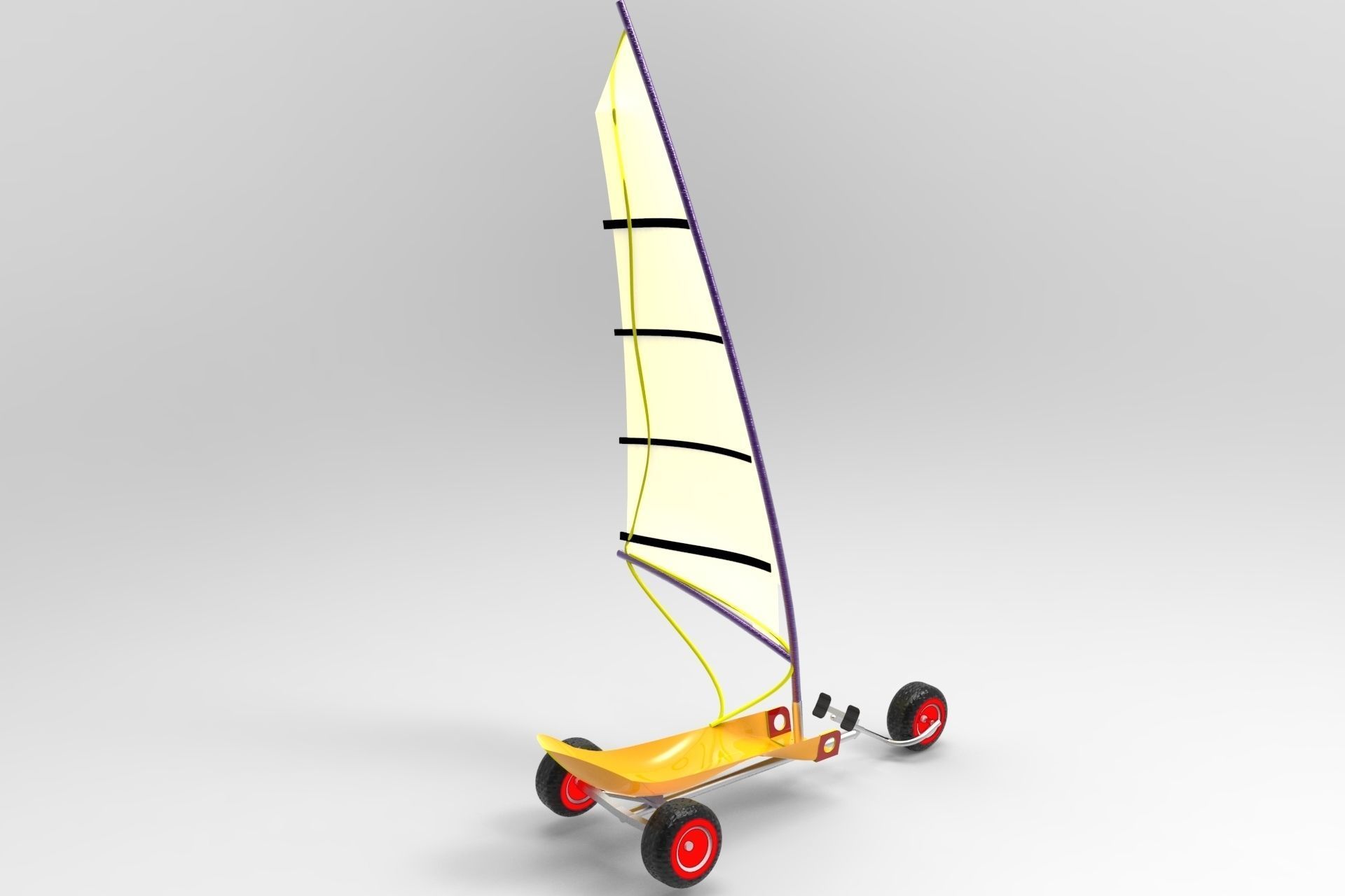Sand yacht Low-poly 3D model_3