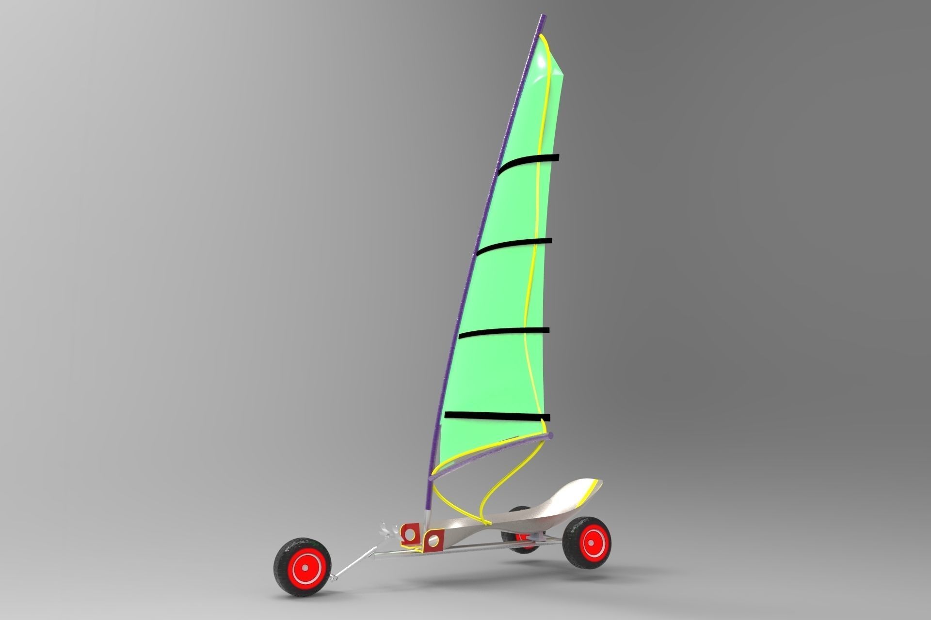 Sand yacht Low-poly 3D model_5