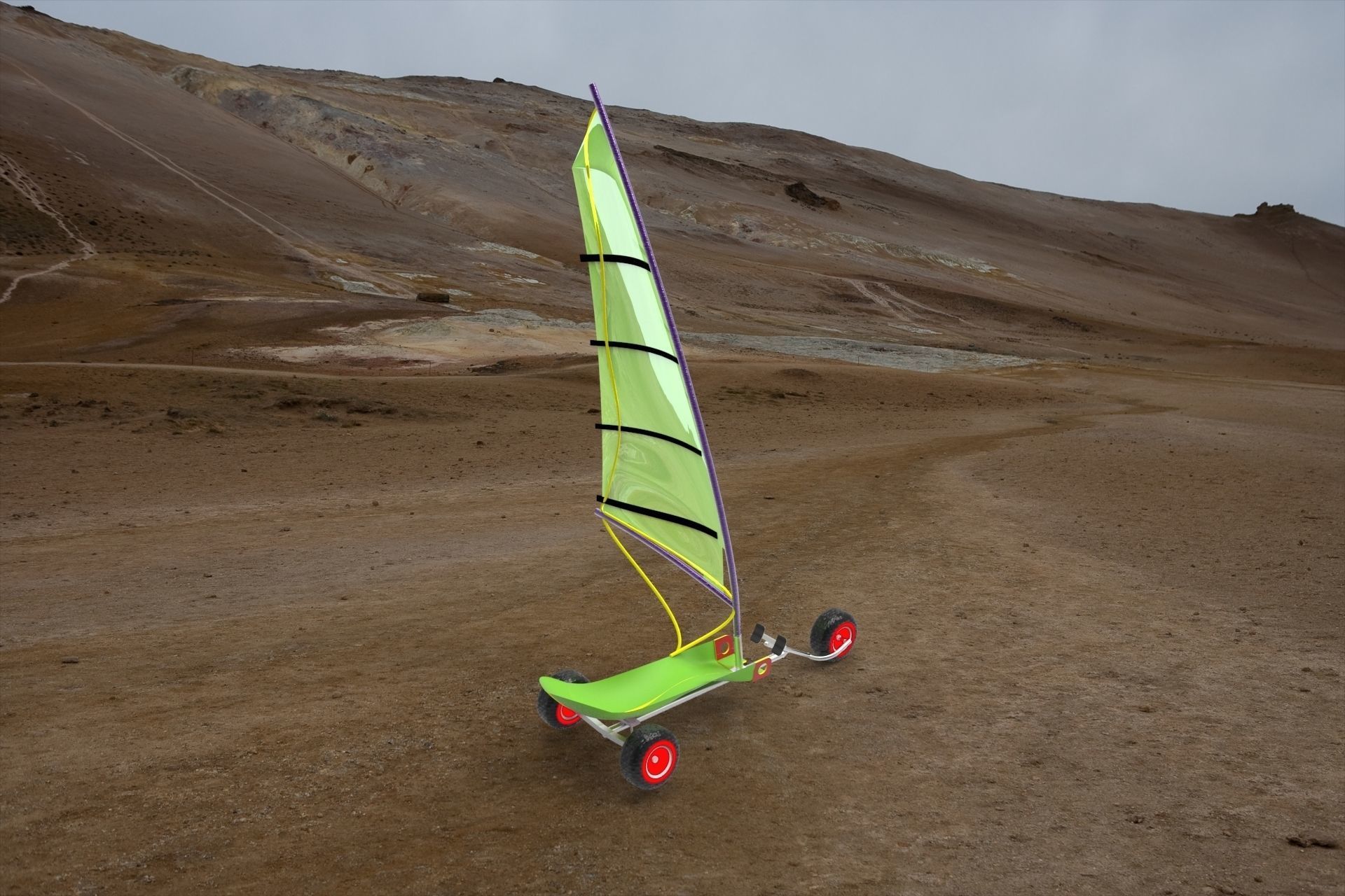 Sand yacht Low-poly 3D model_9