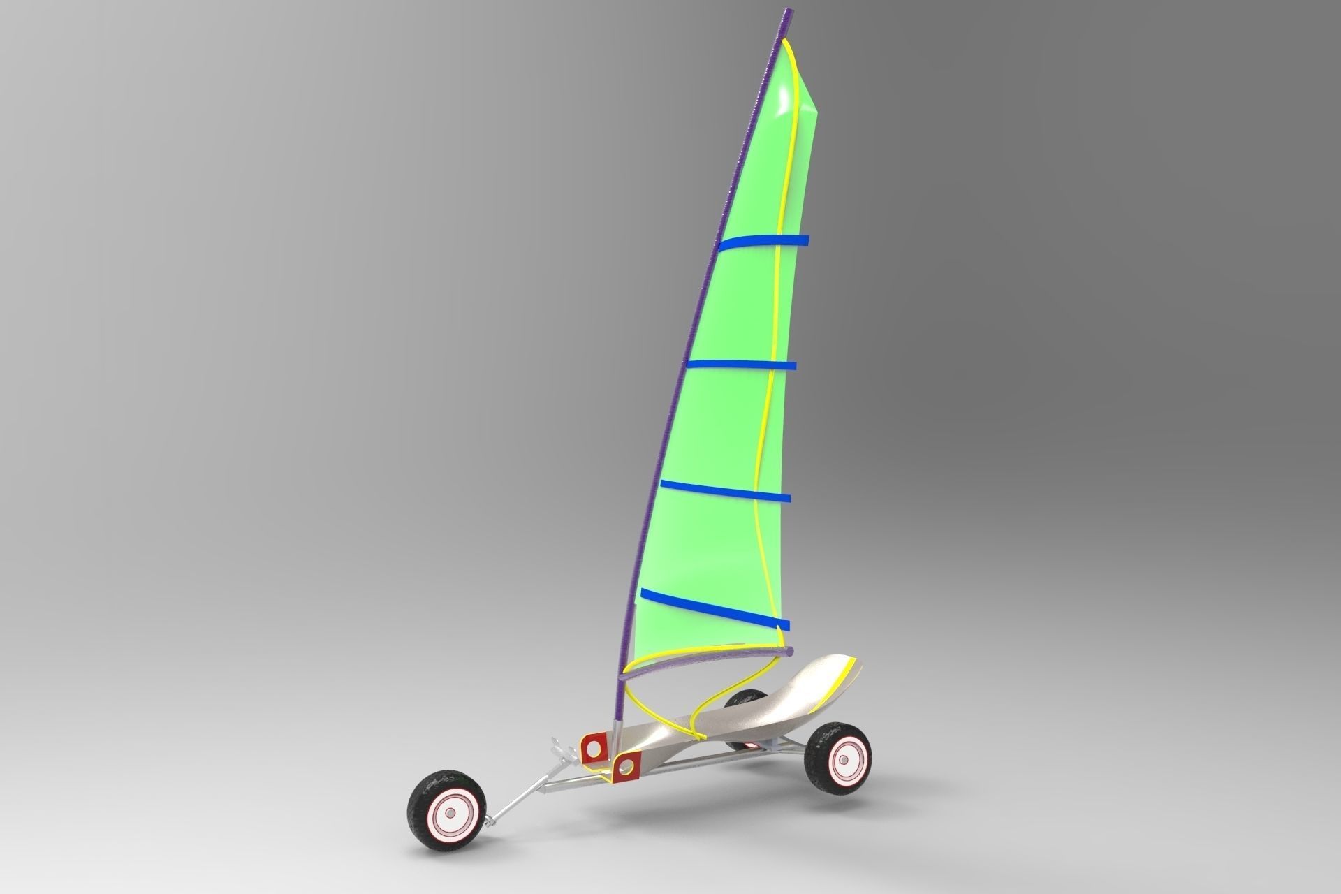 Sand yacht Low-poly 3D model_7