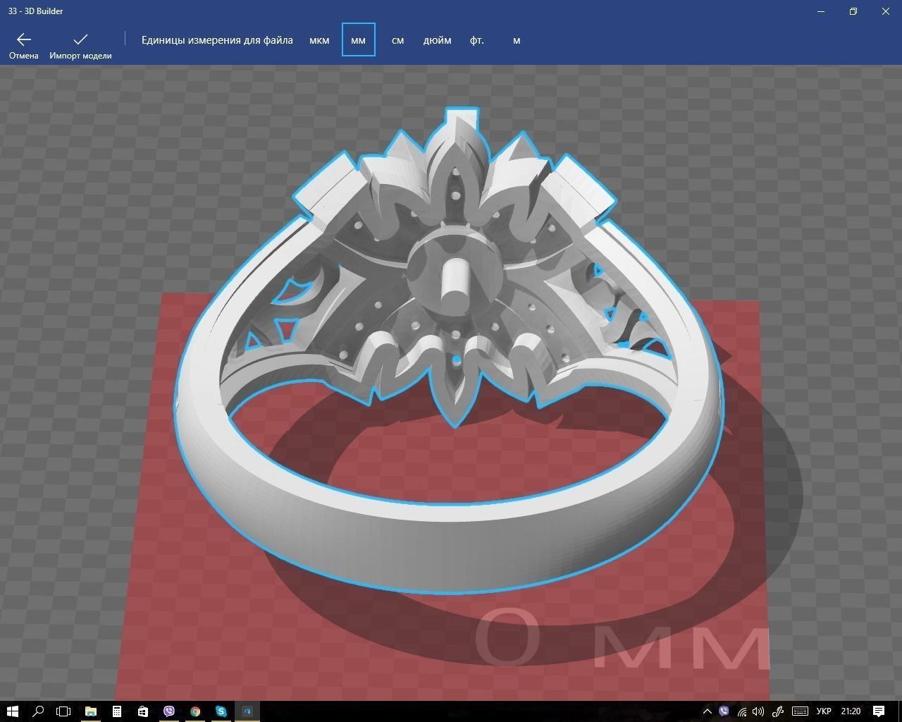Ring gold with diamond in center 3D print model_7
