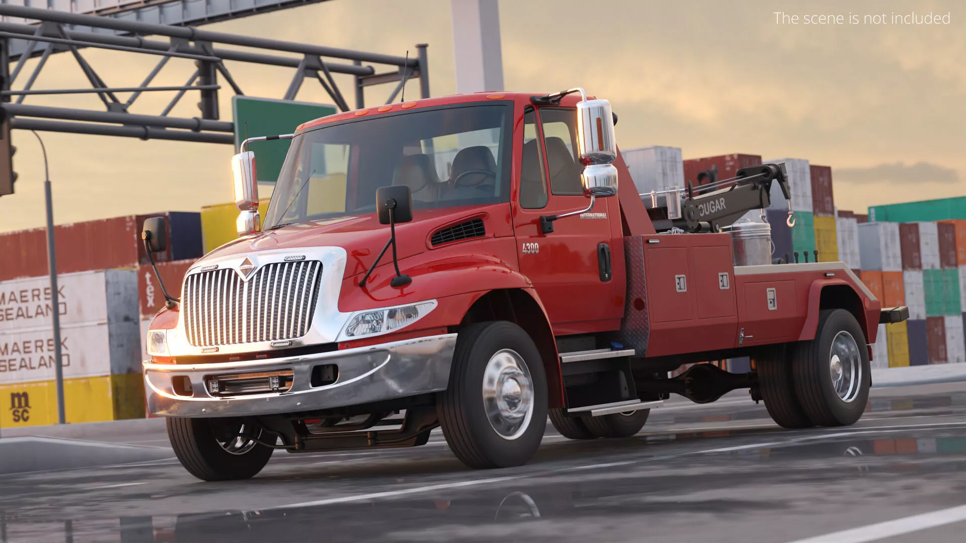 International DuraStar 4300 Wrecker Truck Rigged 3D model